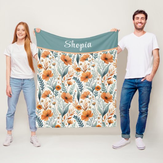 Custom Wildflower Botanical Boho Floral Watercolor Fleecedecke (Beispiel)