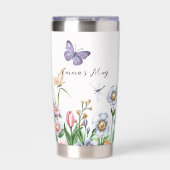 Custom Wildflower & Butterflies Stainless Bottle Thermobecher (Vorderseite)