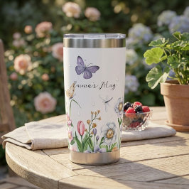 Custom Wildflower & Butterflies Stainless Bottle Thermobecher