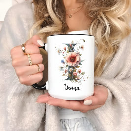 Custom Wildflower Monogram Mug for Women Tasse