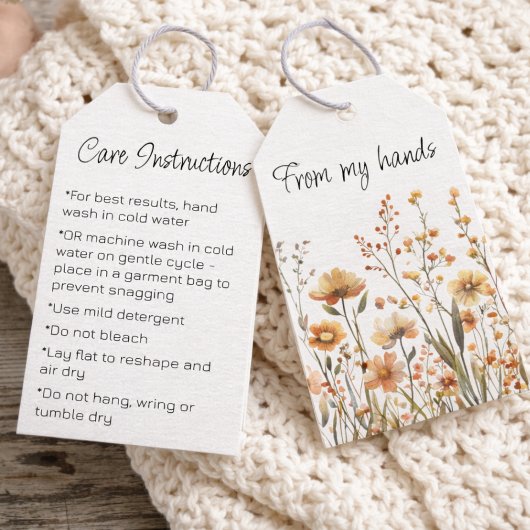 Custom Wildflowers Handmade Care Instructions Geschenkanhänger