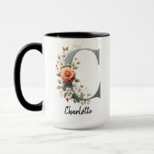 Custom Wildflowers Initial Mug for Women or Moms Tasse (Links)