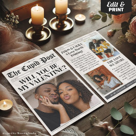 Custom Will You Be My Valentine Newspaper Card Feiertagskarte