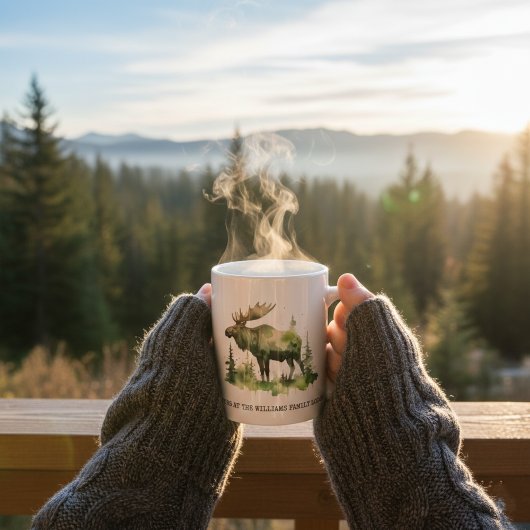 Custom Williams Family Lodge Watercolor Moose Kaffeetasse