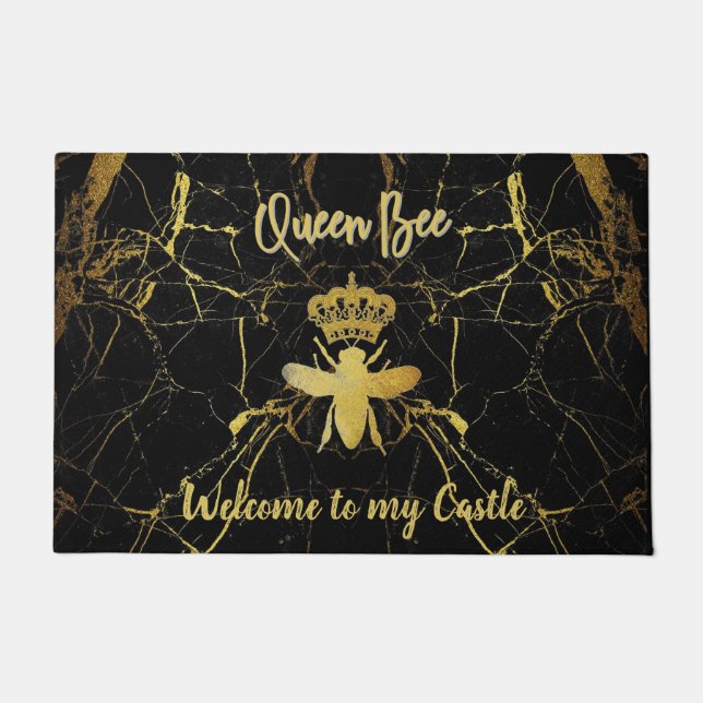 Custom Willkommen bei meiner Burg QUEEN BEE Marmor Fußmatte (Vorderseite)