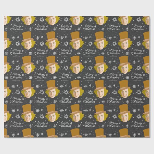 Custom Willy Wonka Christmas Snowflake Graphic Geschenkpapier (Flach)
