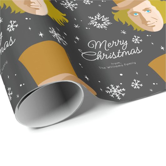 Custom Willy Wonka Christmas Snowflake Graphic Geschenkpapier (Rolleneckpunkt)