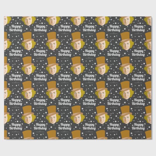 Custom Willy Wonka Happy Birthday Geschenkpapier (Flach)