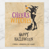 Custom Wine Label Cheers Hexen Halloween Weinetikett (Einzelnes Label)