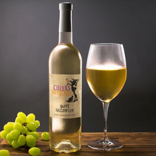 Custom Wine Label Cheers Hexen Halloween Weinetikett