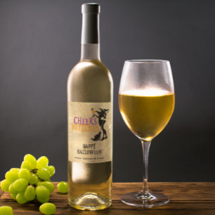Custom Wine Label Cheers Hexen Halloween Weinetikett