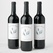 Custom Wine Labels Dusty Blue Botanicals Weinetikett (Flaschen)