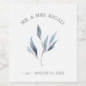 Custom Wine Labels Dusty Blue Botanicals Weinetikett (Einzelnes Label)