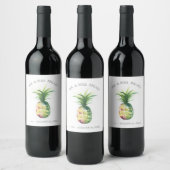 Custom Wine Labels Watercolor Pineapple Weinetikett (Flaschen)