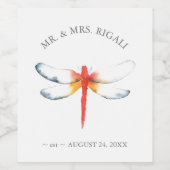 Custom Wine Labels Watercolor Red Dragonfly Weinetikett (Einzelnes Label)