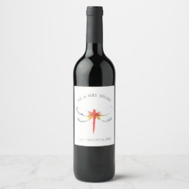 Custom Wine Labels Watercolor Red Dragonfly Weinetikett