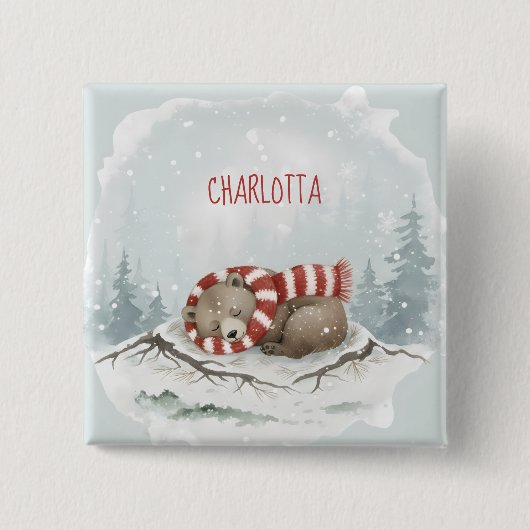 Custom Winter Bear Badge Button (Vorderseite)