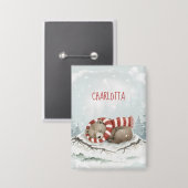 Custom Winter Bear Badge Button (Vorderseite/Rückseite)