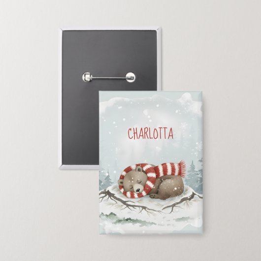 Custom Winter Bear Badge Button (Vorderseite/Rückseite)