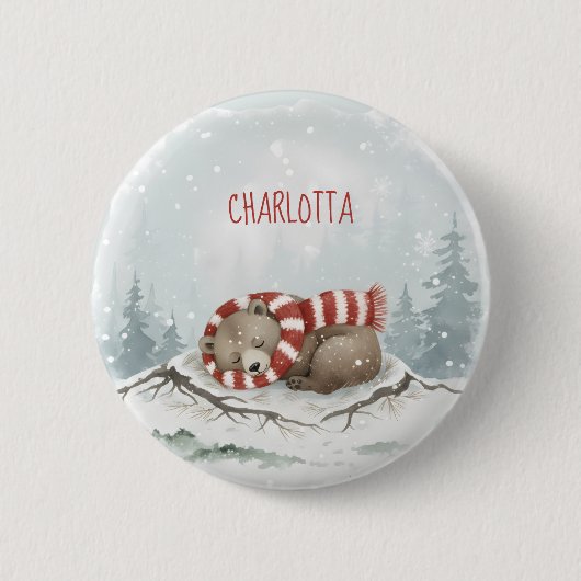 Custom Winter Bear Badge Button (Vorderseite)