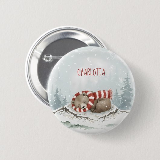 Custom Winter Bear Badge Button (Vorne & Hinten)