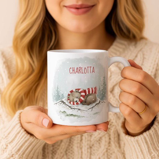 Custom Winter Bear Mug – Sleeping Animal Design Kaffeetasse