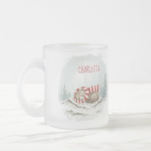 Custom Winter Bear Mug – Sleeping Animal Design Mattglastasse (Links)