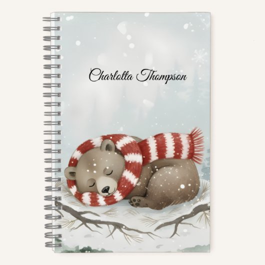Custom Winter Bear Spiral Notebook Notizblock (Vorderseite)