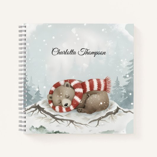 Custom Winter Bear Spiral Notebook Notizblock (Vorderseite)