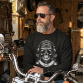 Custom Winter Biker Skull Motorcycle 2 Sided Sweatshirt