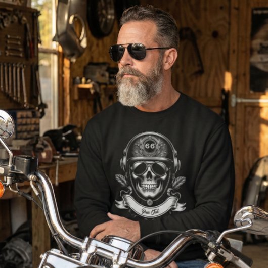 Custom Winter Biker Skull Motorcycle 2 Sided Sweatshirt
