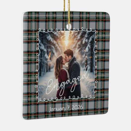 Custom Winter Engagement Photo Card with Tartan Keramikornament (Rechts)