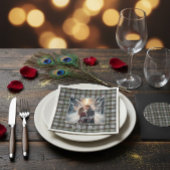 Custom Winter Engagement Photo Card with Tartan Serviette