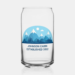 Custom Winter Family Kabine Blue Snowy Mountain Dosenglas