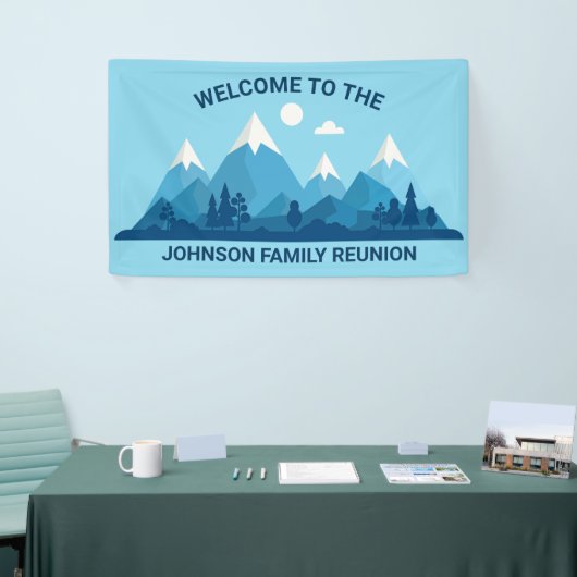 Custom Winter Family Wiedersehen Party Blue Mounta Banner (Messeveranstaltung)
