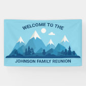 Custom Winter Family Wiedersehen Party Blue Mounta Banner (Horizontal)