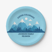 Custom Winter Family Wiedersehen Party Blue Mounta Pappteller (Vorderseite)