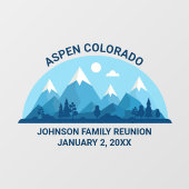 Custom Winter Family Wiedersehen Party Snowy Mount Fensteraufkleber (Blatt)