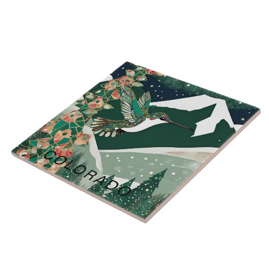 Custom Winter Forest Green Hummingbird Fliese (Seite)