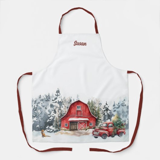 Custom Winter Forest Weihnachten Schürze (Vorderseite)