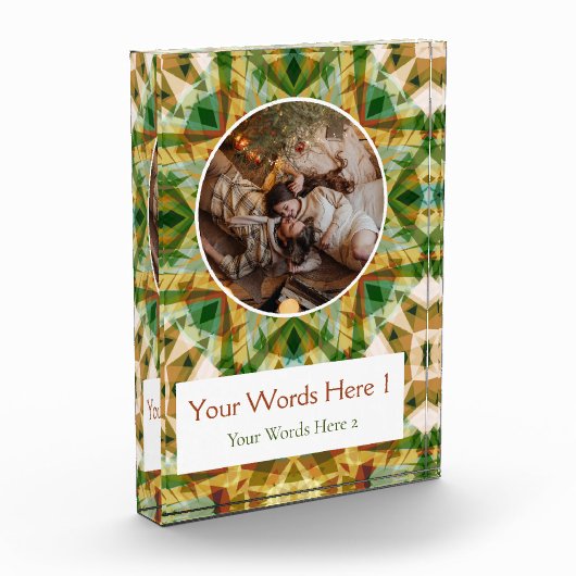 Custom Winter Green Fall Brown Star Weihnachtsgesc Fotoblock (Links)