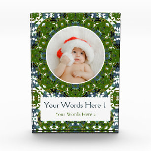 Custom Winter Green Grey Weihnachtsdekor Geschenk Fotoblock