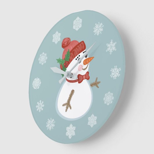 Custom Winter Holiday Weihnachtsschneemann Große Wanduhr (Winkel)