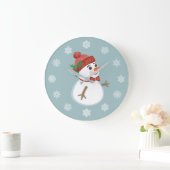 Custom Winter Holiday Weihnachtsschneemann Große Wanduhr (Zuhause)