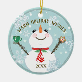Custom Winter Holiday Weihnachtsschneemann Keramik Ornament