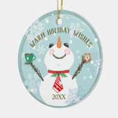 Custom Winter Holiday Weihnachtsschneemann Keramik Ornament (Links)