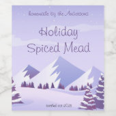 Custom Winter Mountain Holiday Spiced Mead Bottle  Weinetikett (Einzelnes Label)
