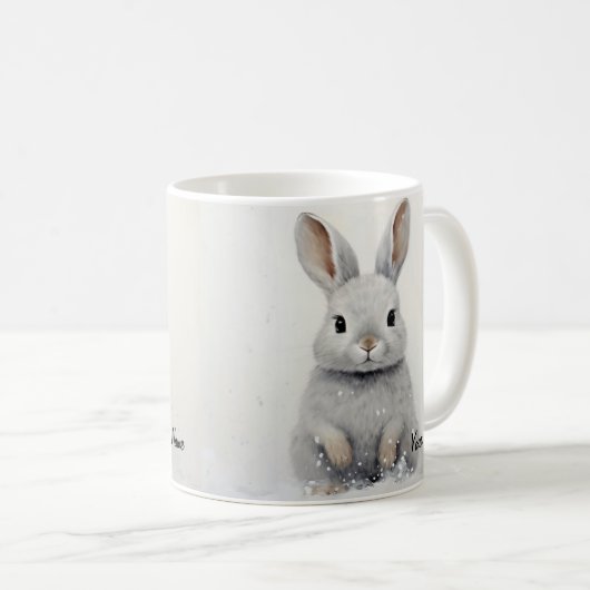 Custom Winter Rabbit Liebe Niedliche Ästhetik Kaffeetasse (VorderseiteRechts)