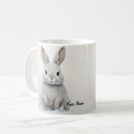 Custom Winter Rabbit Liebe Niedliche Ästhetik Kaffeetasse (Vorderseite Links)