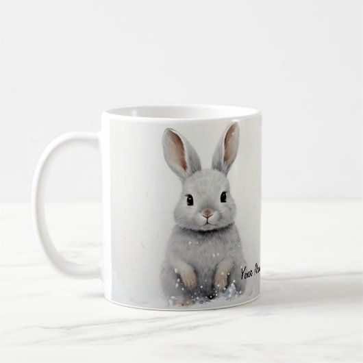 Custom Winter Rabbit Liebe Niedliche Ästhetik Kaffeetasse (Links)